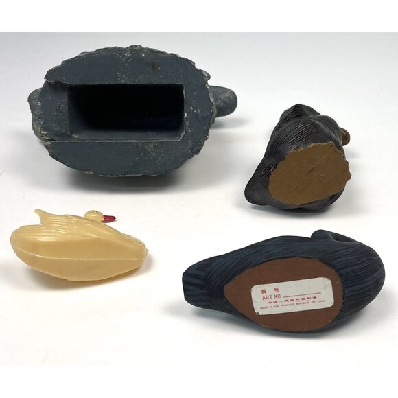 Vintage Duck & Swan Figurines Set Of 4 - Mixed Materials & Sizes - Decorative Co - Picture 4 of 4